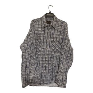 Daniel Joss Mens Long Sleeve Shirt Casual Button Down Linen Blend Plaid Blue XL